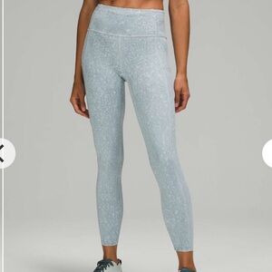 Lululemon Fast And Free Pockets Tights LeggingNulux City Grit White Blue Fog 14